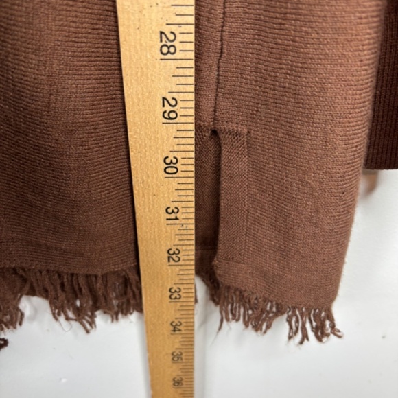J Jill Fringe Tunic Sweater LP Chocolate Brown Boho Equestrian Western Old Money - Picture 9 of 12